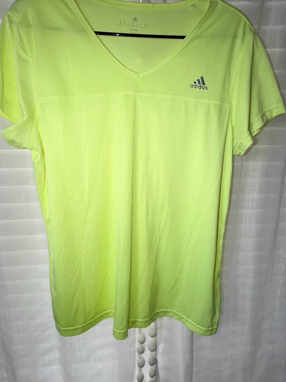 adidas women’s Neon Lime V-Neck Short Sleeve Performance Tee